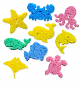 Sponges .75" Thick, 4 Colors - Sea Life Shapes